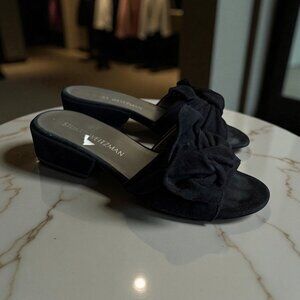 STUART WEITZMAN Black Suede Bow Sandals Heels Size 6.5